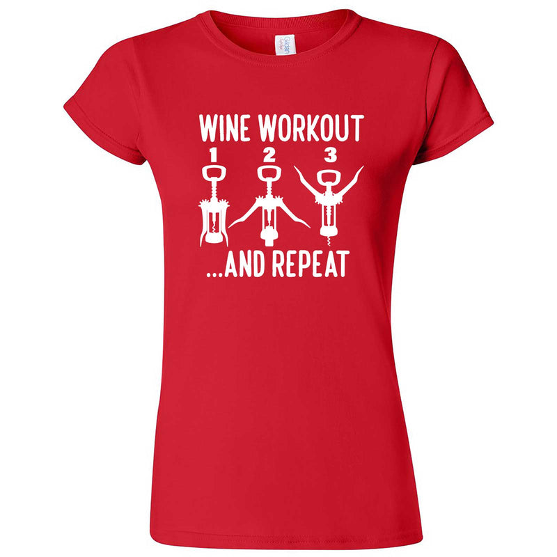  "Wine Workout: 1 2 3 Repeat" women's t-shirt Red