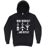  "Wine Workout: 1 2 3 Repeat" hoodie, 3XL, Vintage Black