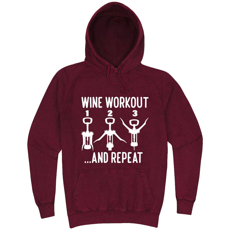 "Wine Workout: 1 2 3 Repeat" hoodie, 3XL, Vintage Brick