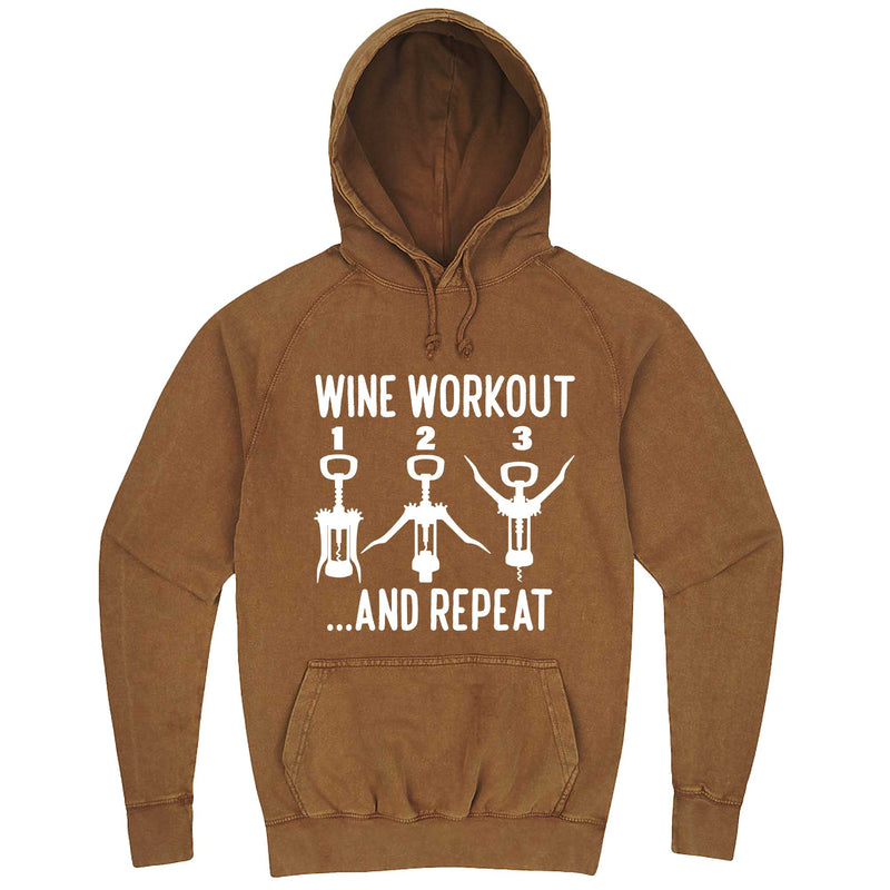  "Wine Workout: 1 2 3 Repeat" hoodie, 3XL, Vintage Camel