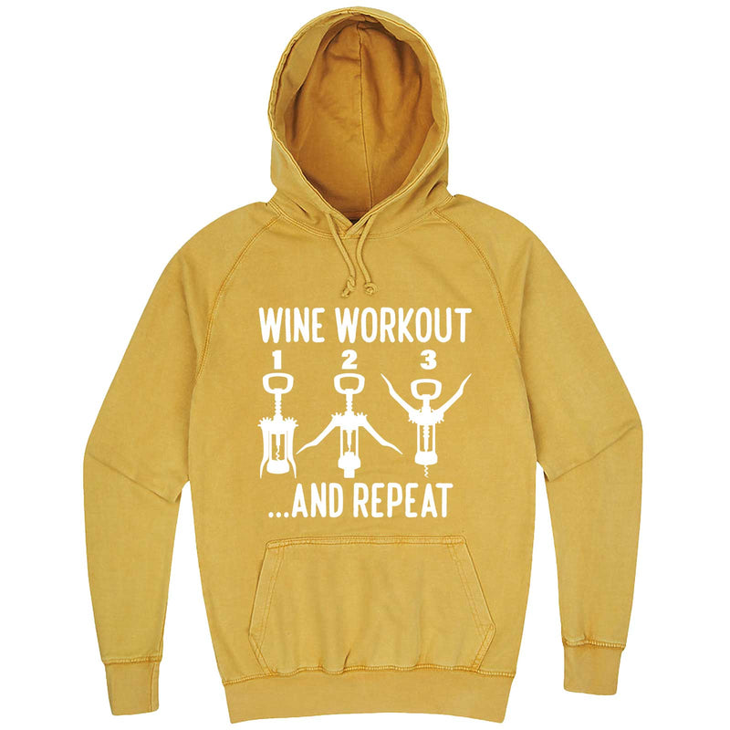  "Wine Workout: 1 2 3 Repeat" hoodie, 3XL, Vintage Mustard