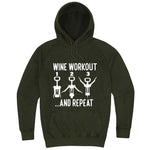  "Wine Workout: 1 2 3 Repeat" hoodie, 3XL, Vintage Olive