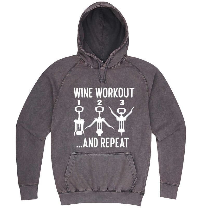 "Wine Workout: 1 2 3 Repeat" hoodie, 3XL, Vintage Zinc
