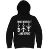  "Wine Workout: 1 2 3 Repeat" hoodie, 3XL, Black