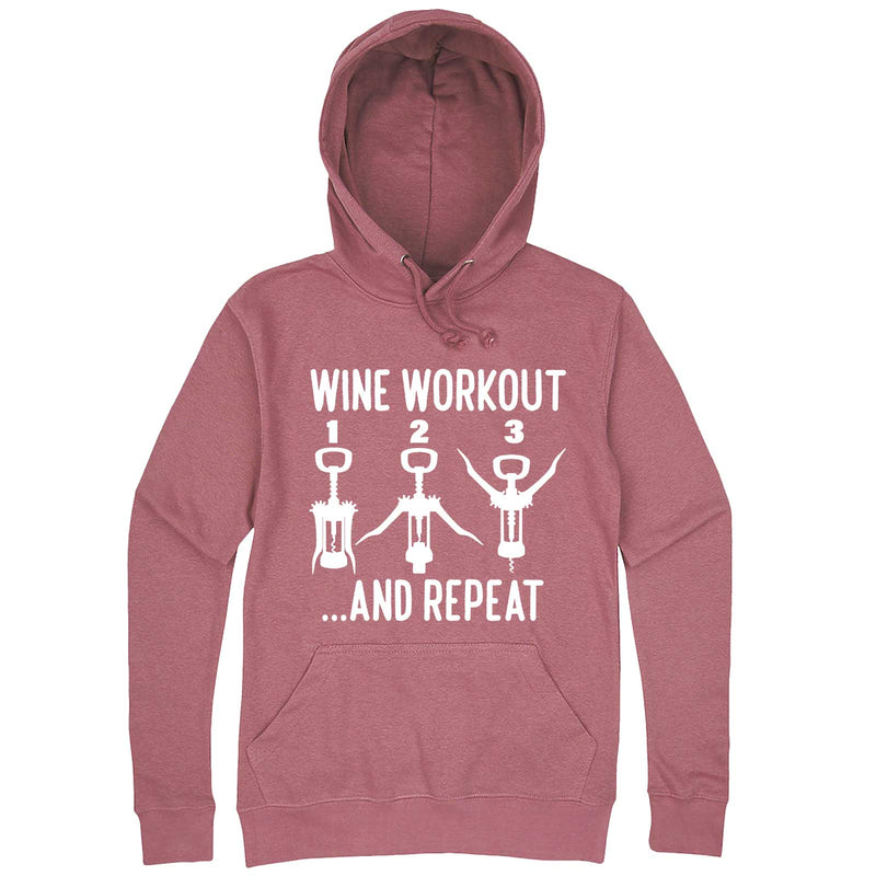  "Wine Workout: 1 2 3 Repeat" hoodie, 3XL, Mauve