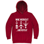  "Wine Workout: 1 2 3 Repeat" hoodie, 3XL, Paprika