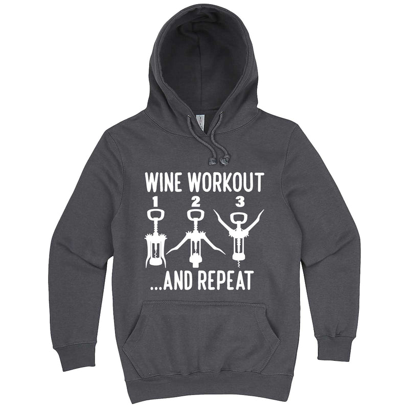  "Wine Workout: 1 2 3 Repeat" hoodie, 3XL, Storm