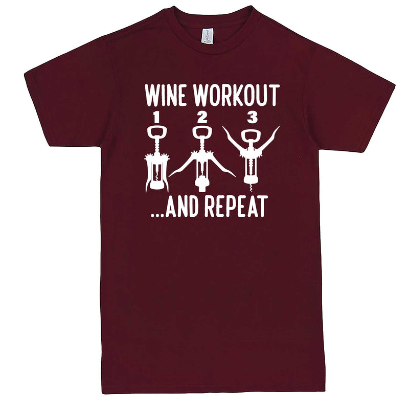  "Wine Workout: 1 2 3 Repeat" men's t-shirt Burgundy