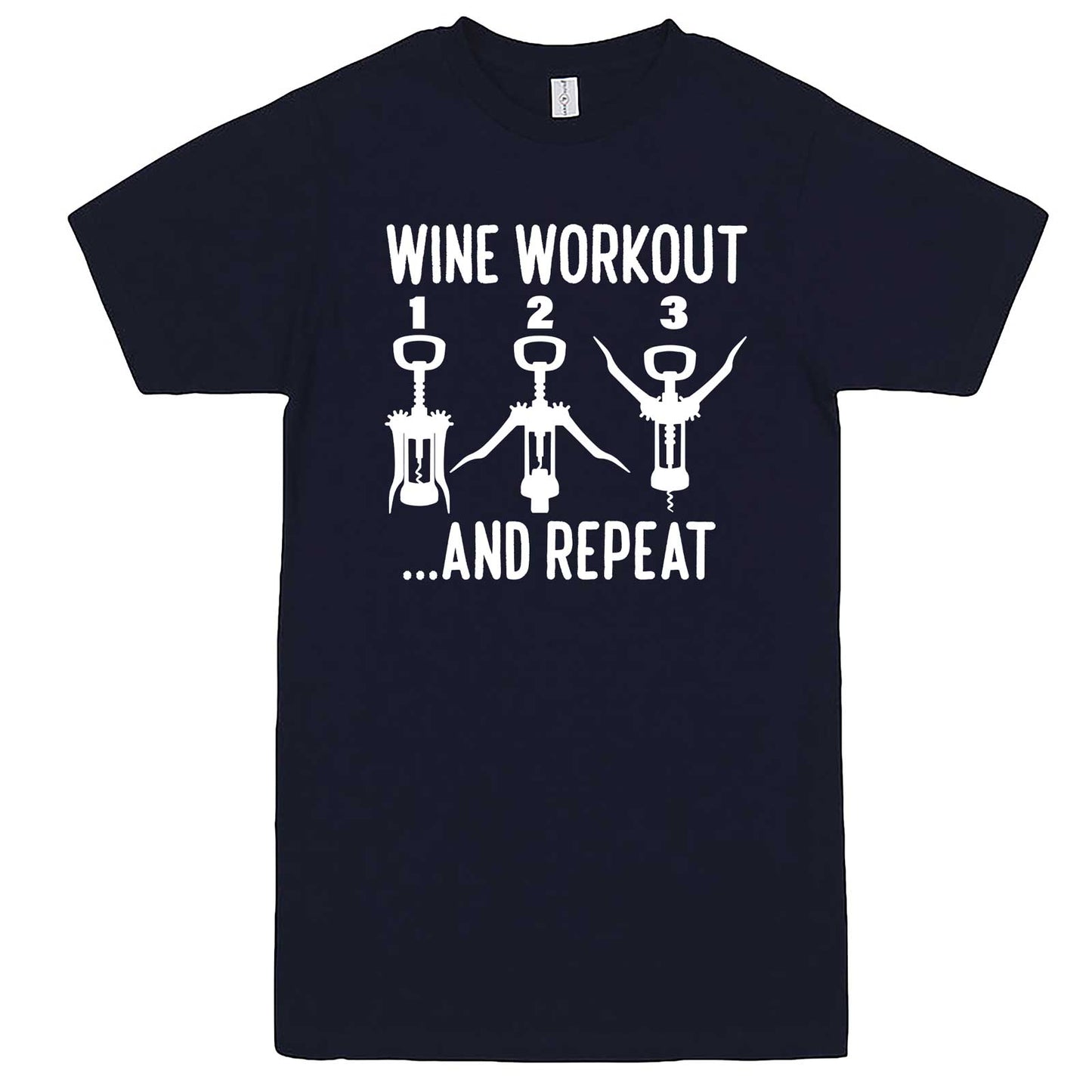  "Wine Workout: 1 2 3 Repeat" men's t-shirt Navy-Blue