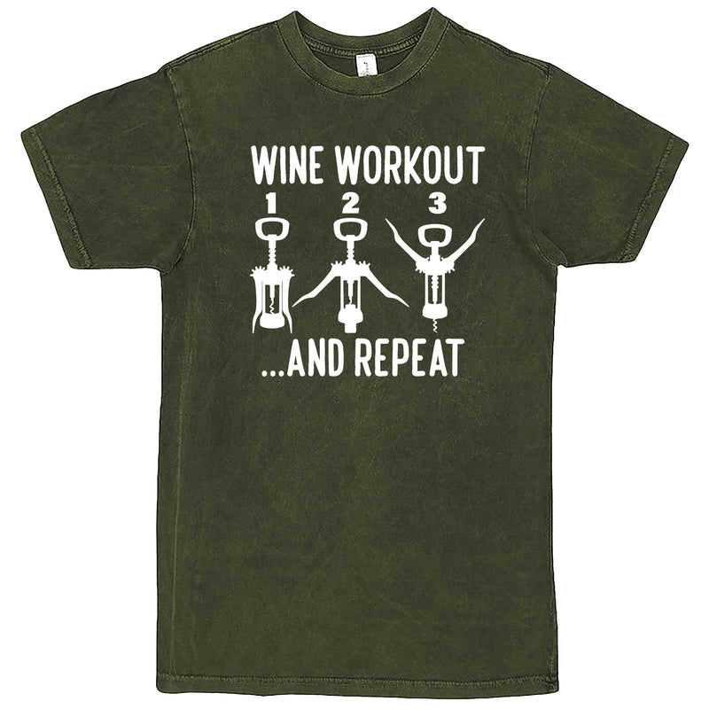  "Wine Workout: 1 2 3 Repeat" men's t-shirt Vintage Olive