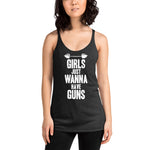 "Girls Just Wanna Have Guns" Women's Racerback Tank, White Or Pink Image